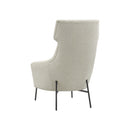 BUTACA ESTACIONARIA EN TELA BEIGE CREMA Y PATAS NEGRAS