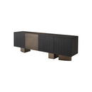 CREDENZA ACABADO DE MADERA NEGRA Y METAL DORADO