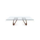 MESA DE COMEDOR CON TOPE DE VIDRIO  Y BASE ACABADO DE MADERA