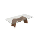 MESA DE COMEDOR CON TOPE DE VIDRIO Y  BASE ACABADO DE MADERA