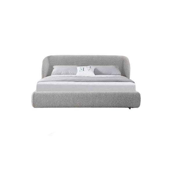 CAMA KING EN TELA GRIS