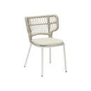 SILLA DE COMEDOR DE EXTERIOR EN RATAN NATURAL EN CUERDA Y TELA BEIGE