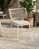 SILLA DE COMEDOR DE EXTERIOR EN RATAN NATURAL EN CUERDA Y TELA BEIGE