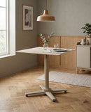 MESA DE COMEDOR DE EXTERIOR EN ALUMINIO OFF WHITE CON TOPE ESTILO PIEDRA