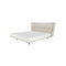 CAMA KING CON FRENTE DE PIEL BEIGE CON SENSOR DE LUCES LED DEBAJO