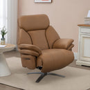 BUTACA RECLINABLE ELECTRICA CON FRENTE DE PIEL CAMEL