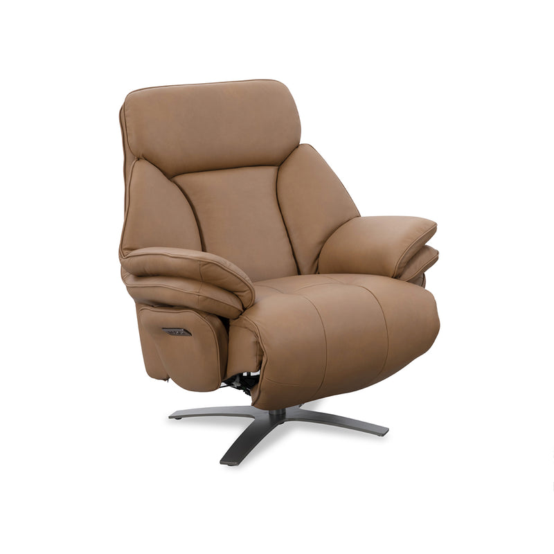 BUTACA RECLINABLE ELECTRICA CON FRENTE DE PIEL CAMEL