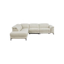 SOFA SECCIONAL RECLINABLE ELECTRICO CON FRENTE DE PIEL BEIGE