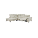 SOFA SECCIONAL RECLINABLE ELECTRICO CON FRENTE DE PIEL BEIGE