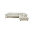 SOFA SECCIONAL RECLINABLE ELECTRICO CON FRENTE DE PIEL BEIGE
