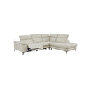 SOFA SECCIONAL RECLINABLE ELECTRICO CON FRENTE DE PIEL BEIGE