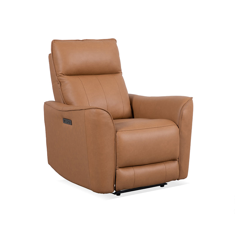 BUTACA RECLINABLE ELECTRICA CON FRENTE DE PIEL CAMEL