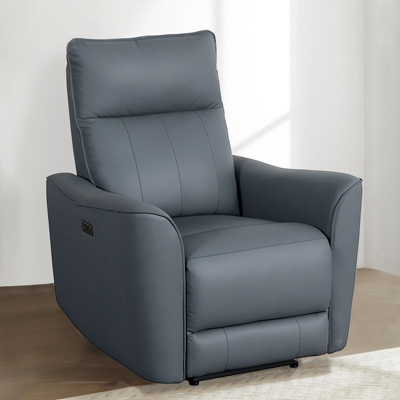 BUTACA RECLINABLE ELECTRICA CON FRENTE DE PIEL GRIS