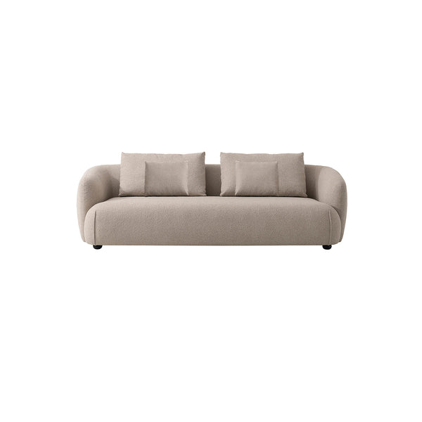 SOFA ESTACIONARIO DE TRES ASIENTOS EN TELA BEIGE