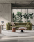 SOFA ESTACIONARIO DE TRES ASIENTOS TELA VERDE