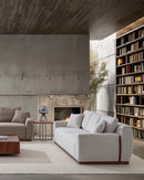 SOFA ESTACIONARIO DE TRES ASIENTOS TELA TEXTURIZADA BLANCA