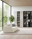 SOFA ESTACIONARIO DE TRES ASIENTOS TELA TEXTURIZADA BEIGE