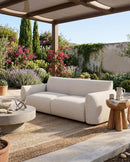 SOFA DE EXTERIOR DE DOS ASIENTOS EN TELA BEIGE