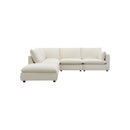 SOFA SECCIONAL ESTACIONARIO EN TELA BEIGE CREMA