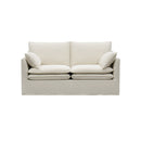 SOFA ESTACIONARIO DE DOS ASIENTOS EN TELA BLANCA