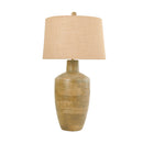 LAMPARA DE MESA ACABADO DE MADERA TALLADA