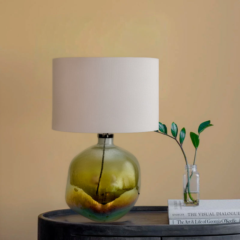 LAMPARA DE MESA CON BASE DE VIDRIO