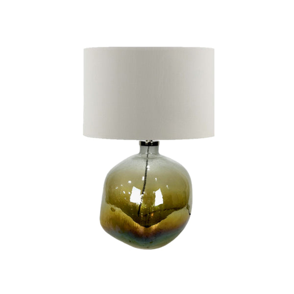 LAMPARA DE MESA CON BASE DE VIDRIO