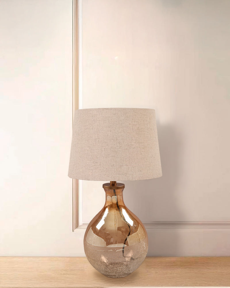 LAMPARA DE MESA CON BASE DE VIDRIO