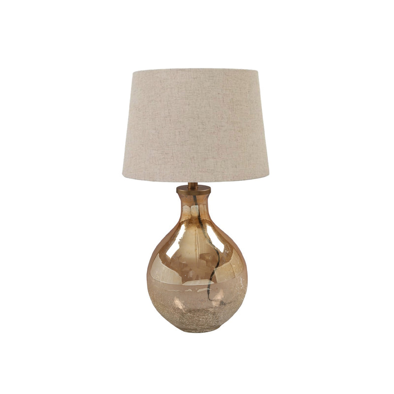 LAMPARA DE MESA CON BASE DE VIDRIO