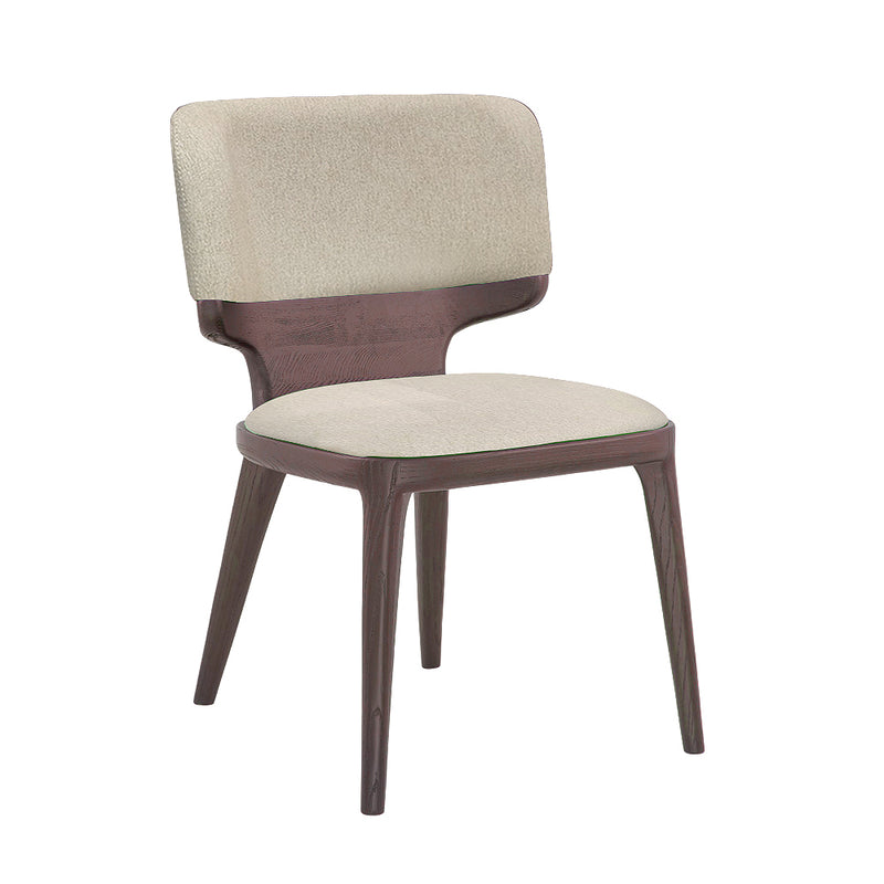 SILLA DE COMEDOR ACABADO DE MADERA Y TELA BEIGE