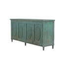 BUFETERA DE PINO VERDE CON 4 PUERTAS DE OVALOS TALLADOS