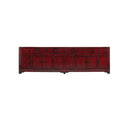 GABINETE DE PINO EN ROJO LACADO CON 8 PUERTAS Y 5 GAVETAS