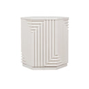 MESA LATERAL HEXAGONAL DE PINO EN BLANCO ANTIGUO