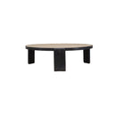 MESA DE CENTRO REDONDA DE PINO CON PATAS PLANAS