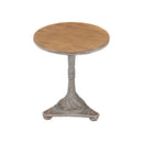 MESA DE COMEDOR REDONDA DE SILUETA DE PEDESTAL ESTILIZADO EN MADERA DE PINO