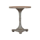 MESA DE COMEDOR REDONDA DE SILUETA DE PEDESTAL ESTILIZADO EN MADERA DE PINO