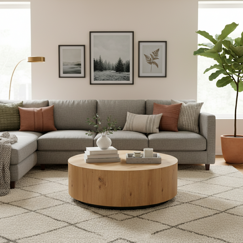 MESA DE CENTRO EN ACABADO DE MADERA