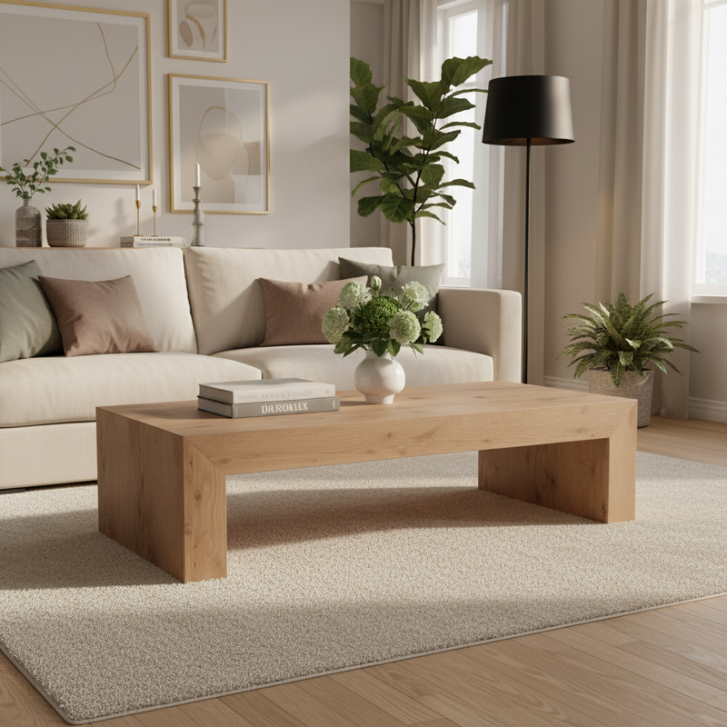 MESA DE CENTRO EN ACABADO DE MADERA