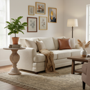 MESA LATERAL CON TOPE Y BASE EN ACABADO DE MADERA