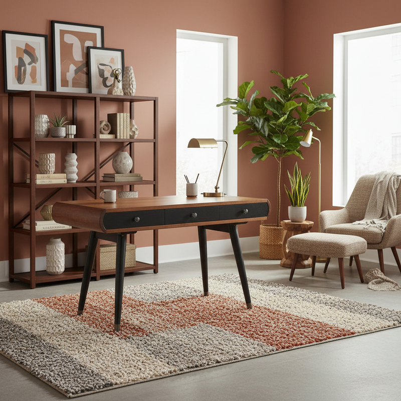 ESCRITORIO  ACABADO DE MADERA Y CASQUILLOS DORADOS