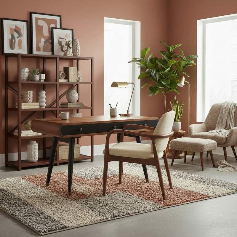 ESCRITORIO  ACABADO DE MADERA Y CASQUILLOS DORADOS