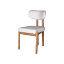 SILLA DE COMEDOR EN TELA BLANCA Y ACABADO DE MADERA NATURAL