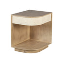 MESA DE NOCHE ACABADO DE MADERA Y TELA