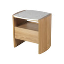 MESA LATERAL ACABADO DE MADERA NATURAL TOPE ESTILO MARMOL
