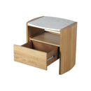 MESA LATERAL ACABADO DE MADERA NATURAL TOPE ESTILO MARMOL