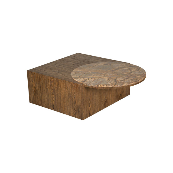 MESA DE CENTRO TOPE DE MARMOL Y ACABADO DE MADERA