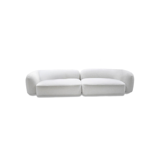 SOFA ESTACIONARIO DE CUATRO ASIENTOS EN TELA BLANCA TEXTURIZADA