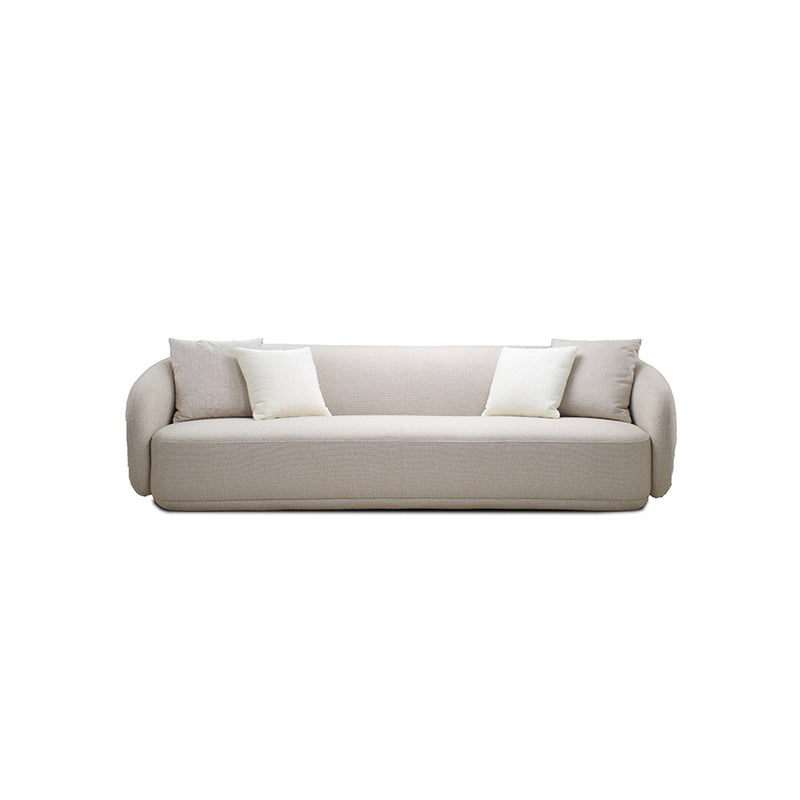 SOFA ESTACIONARIO DE CUATRO ASIENTOS EN TELA BEIGE