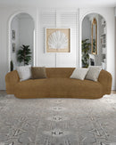 SOFA ESTACIONARIO DE CUATRO ASIENTOS EN TELA MARRON