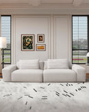 SOFA ESTACIONARIO DE CUATRO ASIENTOS EN TELA TEXTURIZADA BEIGE